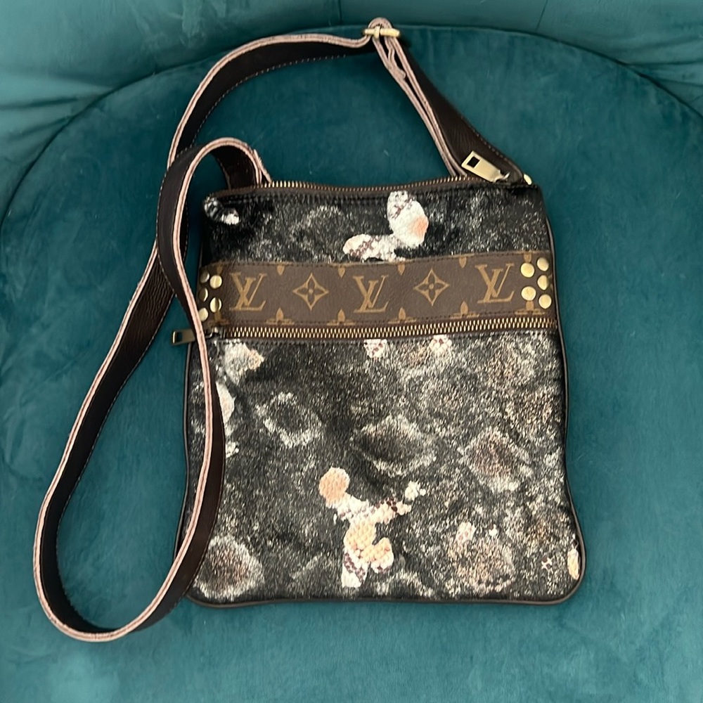 Repourposed crossbody bag leather